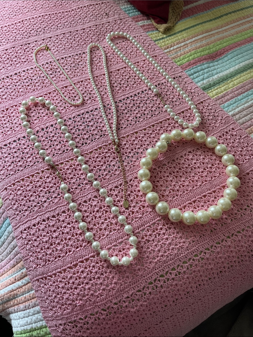 Source Unknown White Faux Pearl Necklaces